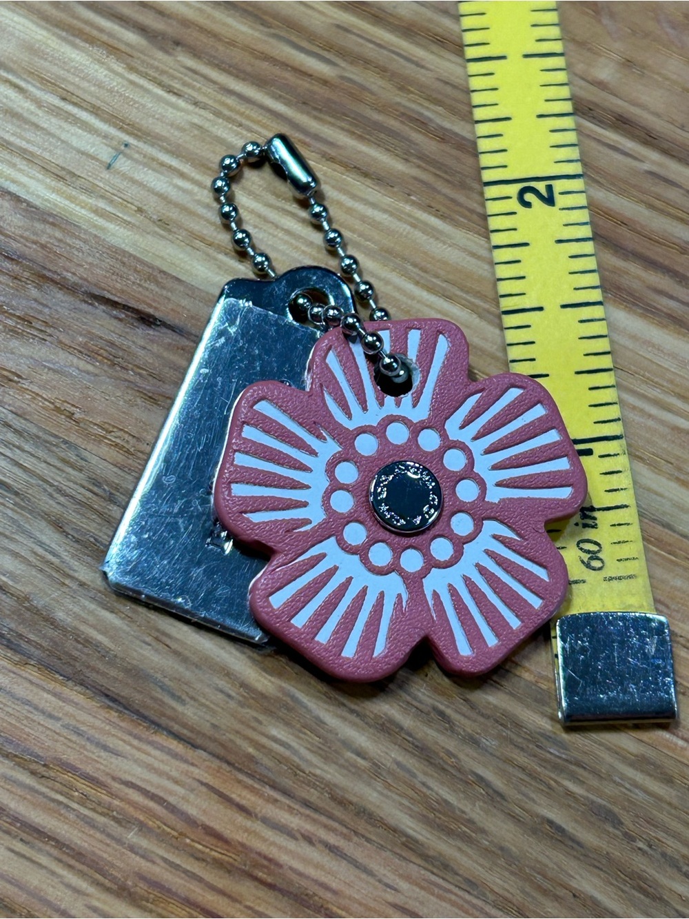 Coach Pink Floral/leather Charm